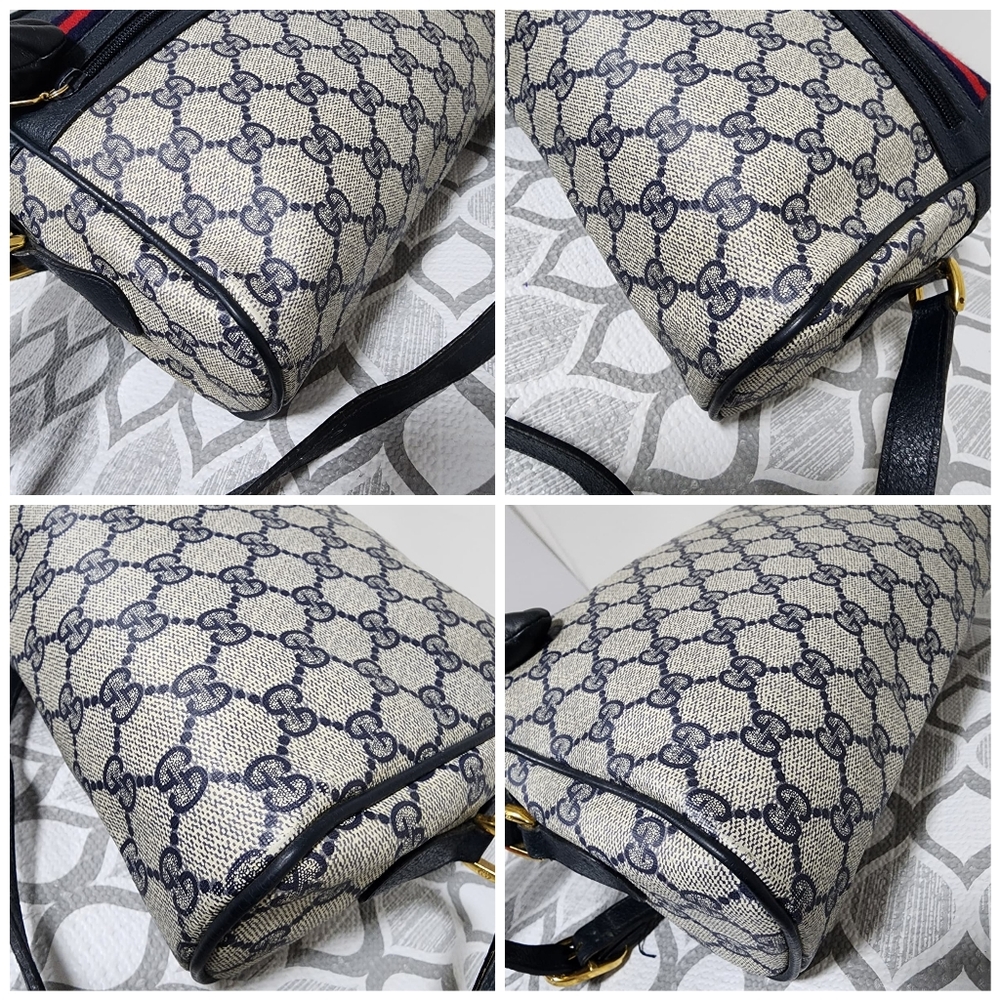 GUCCI Vintage Ophidia Shoulder Bag Navy Blue/Grey Shoulder - Picture 12 of 13